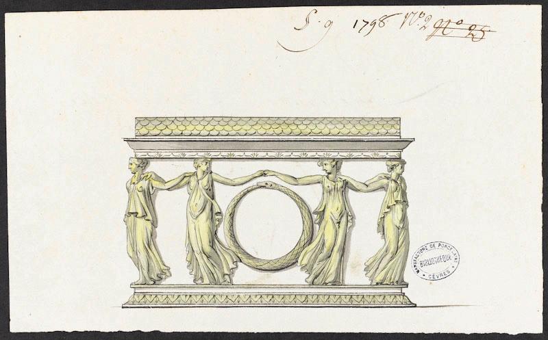Elément décoratif [Frise de danseuses antiques], Jean-Jacques Lagrenée
