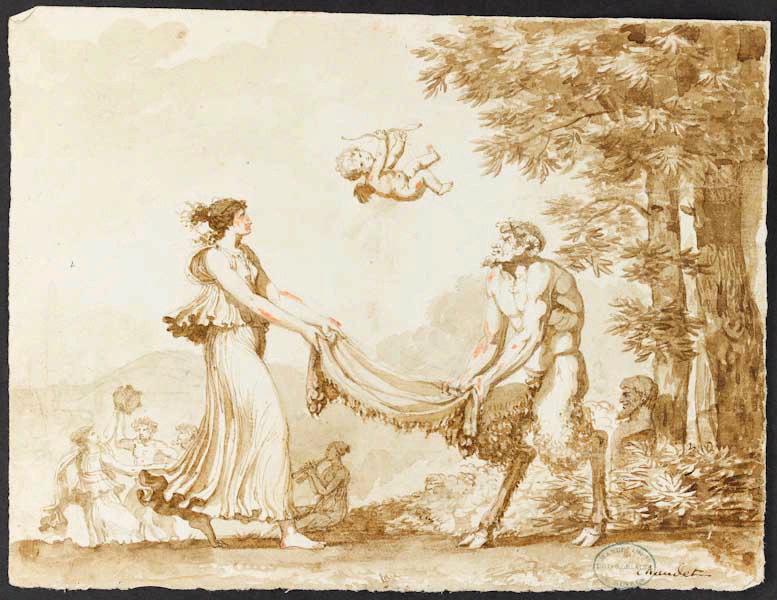 L'Amour tourmenté ; Elément décoratif, Antoine Denis Chaudet, 1805
