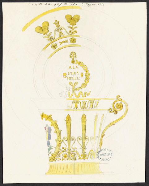 Eléments décoratifs [Tasse jasmin et soucoupe], Alexandre Fragonard, 1er quart 19e siècle