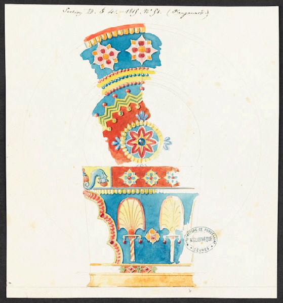 Eléments décoratifs [Tasse conique à pied et soucoupe], Alexandre Fragonard, 1er quart 19e siècle