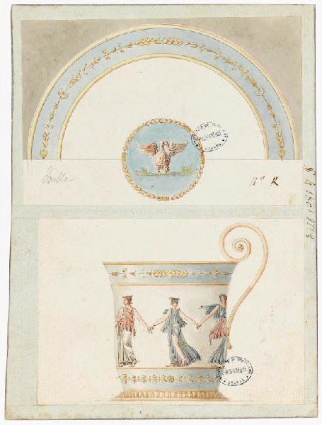 Eléments décoratifs [Tasse et soucoupe], Manufacture de Sèvres, 4e quart 18e siècle, 1er quart 19e siècle