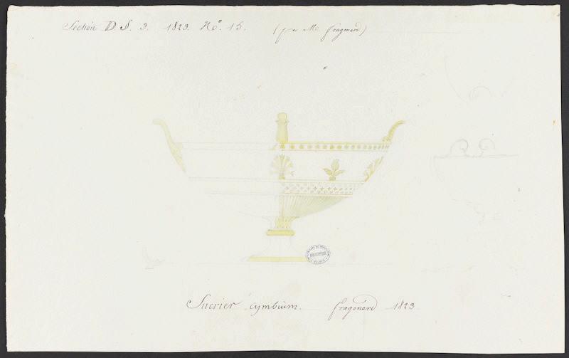 Sucrier cymbium du Déjeuner des Vues du Château et Parc de Saint-Cloud, Alexandre Fragonard, 1ère moitié 19e siècle