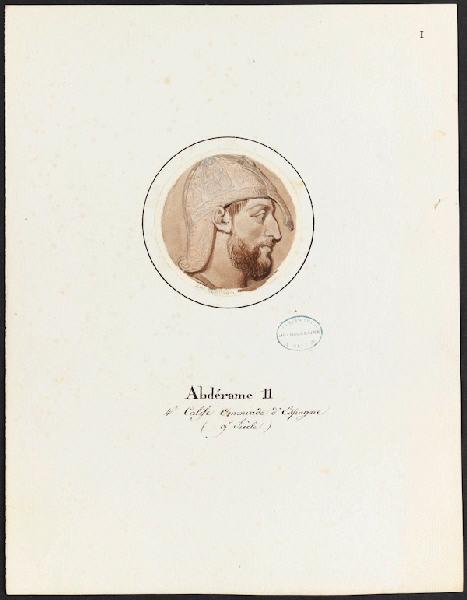 Série de portraits d'Arabes célèbres pour le service Mauresque : Portrait d'Abdérame II, Charles Emile Wattier, 1ère moitié 19e siècle