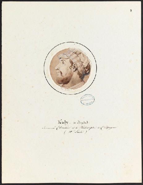 Série de portraits d'Arabes célèbres pour le service Mauresque : Kaly, Charles Emile Wattier, 1ère moitié 19e siècle