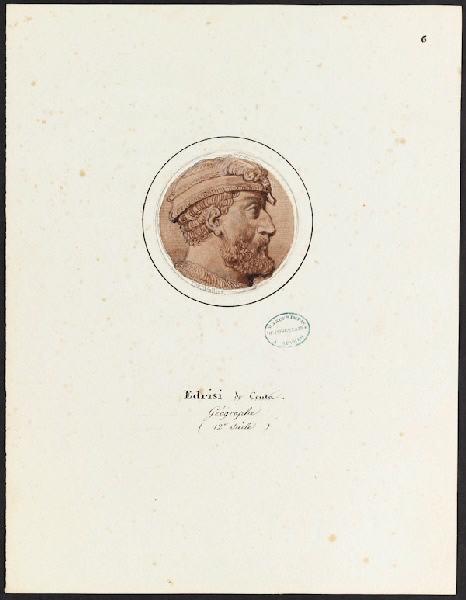Série de portraits d'Arabes célèbres pour le service Mauresque : Portrait d'Edrisi, Charles Emile Wattier, 1ère moitié 19e siècle