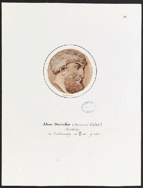 Série de portraits d'Arabes célèbres pour le service Mauresque : Portrait d'Abou-Dschafar, Charles Emile Wattier, 1ère moitié 19e siècle