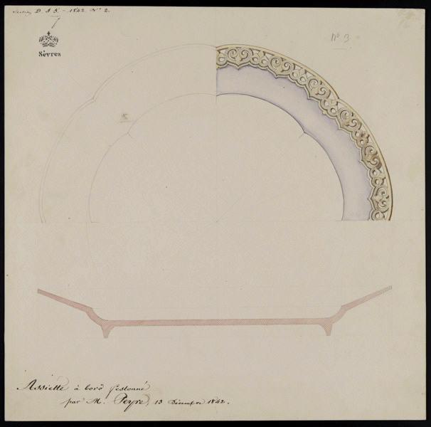Eléments décoratifs [Assiette à bords festonnés], Jean-Gabriel Peyre, 1842