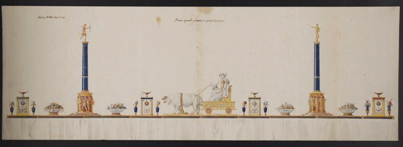 Dessin général du surtout du service Olympique, Alexandre Théodore Brongniart, 2e moitié 18e siècle, 1er quart 19e siècle