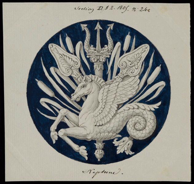 Elément décoratif [Emblèmes et attributs, Neptune], Alexandre Théodore Brongniart, 1805
