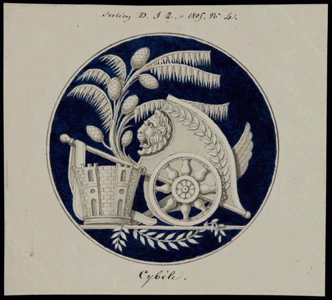 Elément décoratif [Emblèmes et attributs, Cybèle], Alexandre Théodore Brongniart, 1805