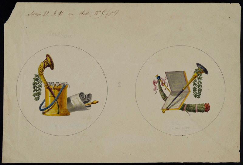 Eléments décoratifs [Attributs des Muses], Alexandre Théodore Brongniart, 1804