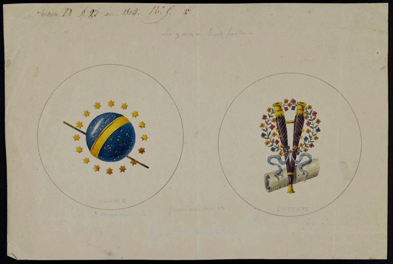 Eléments décoratifs [Attributs des Muses], Alexandre Théodore Brongniart, 1804