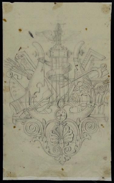 Elément décoratif [Emblème, attributs, la musique], Alexandre Théodore Brongniart, 1er quart 19e siècle