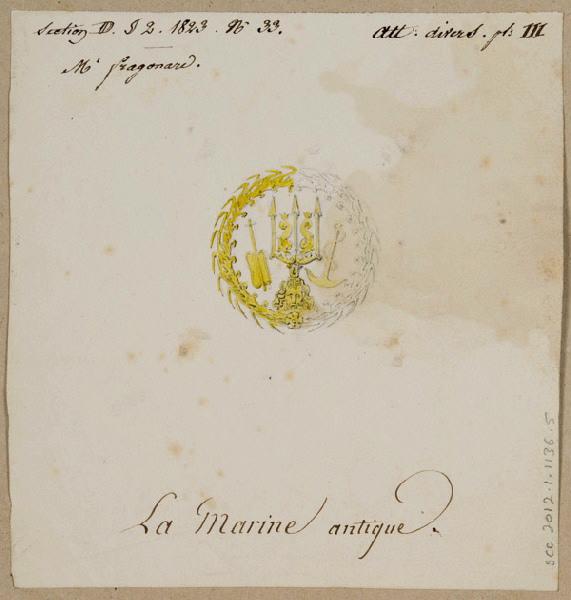 Elément décoratif [Attribut, la marine antique], Alexandre Fragonard, 1ère moitié 19e siècle