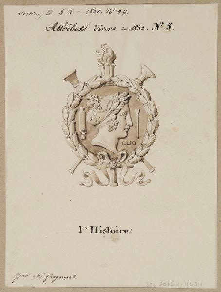 Elément décoratif [Attribut, l'Histoire], Alexandre Fragonard, 1ère moitié 19e siècle