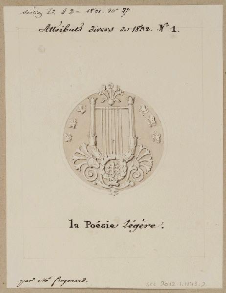 Elément décoratif [Attribut, la poésie légère], Alexandre Fragonard, 1ère moitié 19e siècle