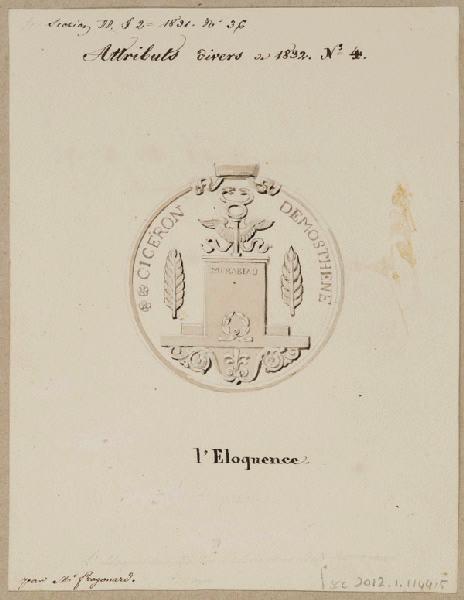 Elément décoratif [Attribut, l'éloquence], Alexandre Fragonard, 1ère moitié 19e siècle