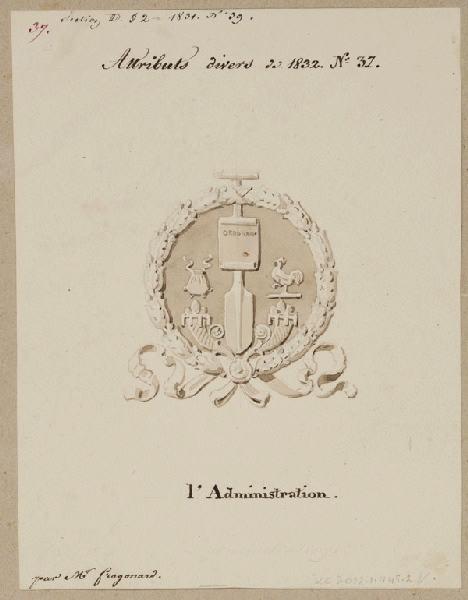 Elément décoratif [Attribut, l'administration], Alexandre Fragonard, 1ère moitié 19e siècle