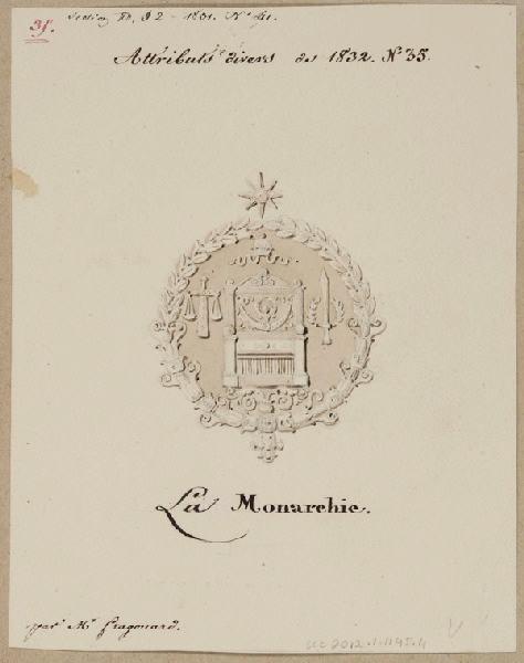 Elément décoratif [Attribut, la monarchie], Alexandre Fragonard, 1ère moitié 19e siècle