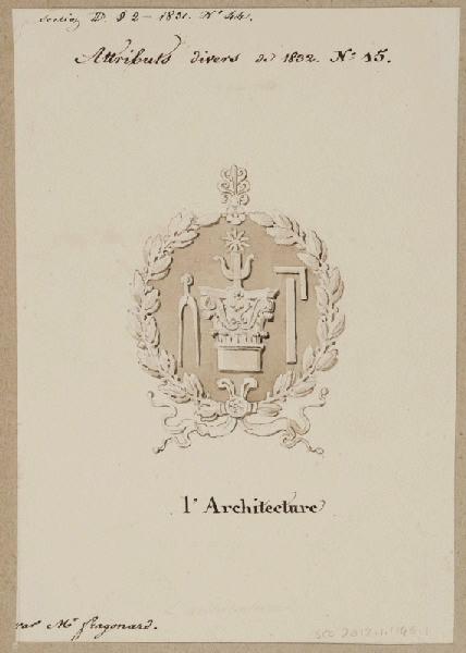 Elément décoratif [Attribut, l'architecture], Alexandre Fragonard, 1ère moitié 19e siècle