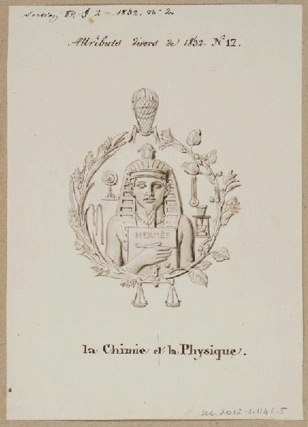 Elément décoratif [Attribut, la chimie et la physique], Alexandre Fragonard, 1ère moitié 19e siècle