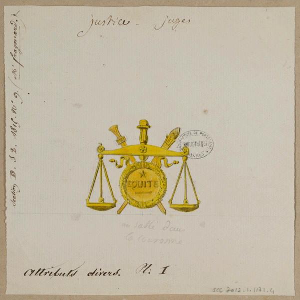 Elément décoratif [Attribut, la justice], Alexandre Fragonard, 1ère moitié 19e siècle