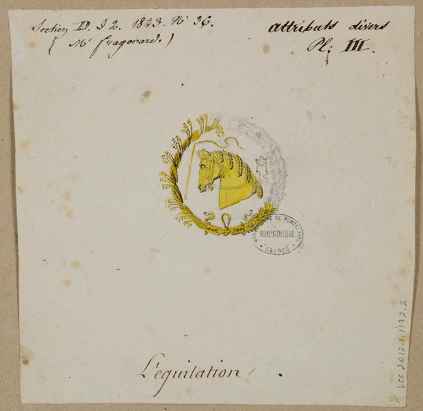 Elément décoratif [Attribut, l'équitation], Alexandre Fragonard, 1ère moitié 19e siècle