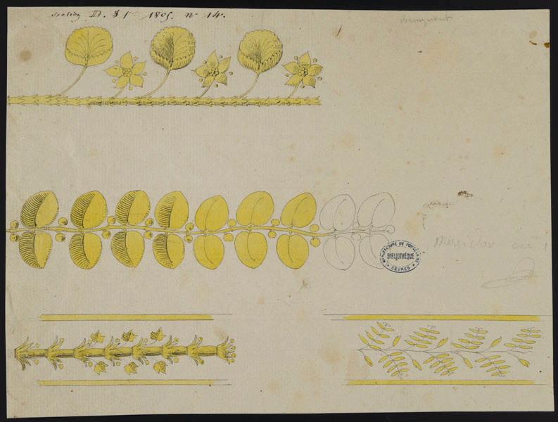 Eléments décoratifs [Ornement, frise fleurs], Alexandre Théodore Brongniart, 1805