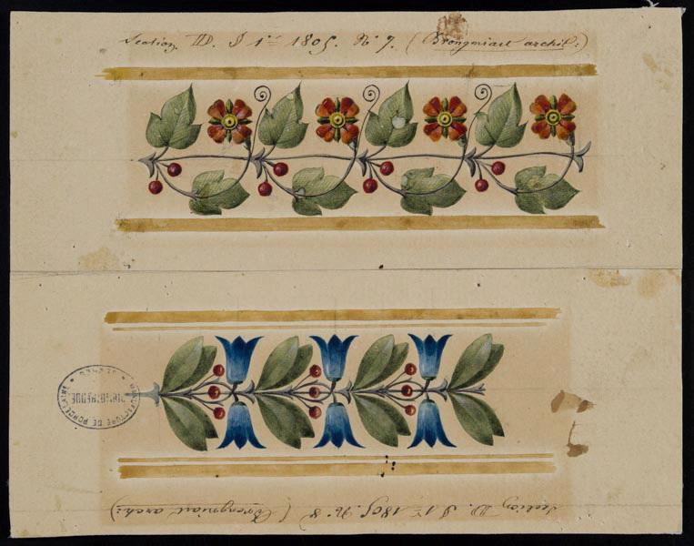 Eléments décoratifs [Ornement, frise fleurs], Alexandre Théodore Brongniart, 1805