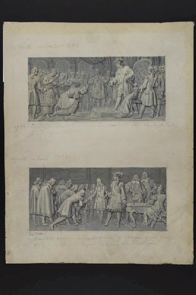 Eléments décoratifs [Scènes de la vie de Louis XIV], Charles Emile Wattier, 1er quart 19e siècle