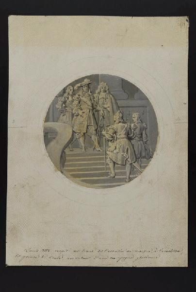 Eléments décoratifs [Scène de la vie de Louis XIV], Charles Emile Wattier, 1er quart 19e siècle
