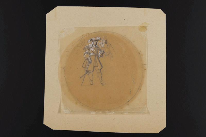 Elément décoratif [Esquisse pour une scène de la vie de Louis XIV], Charles Emile Wattier, 1er quart 19e siècle