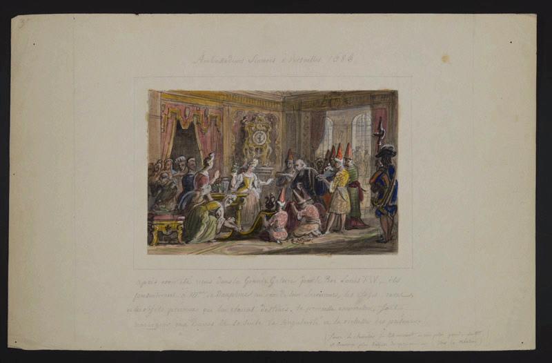 Elément décoratif [Ambassadeurs Siamois à Versailles en 1686], Jean-Charles Develly, 19e siècle
