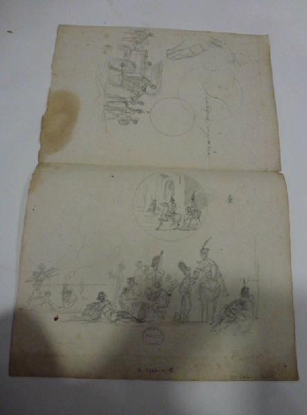 Eléments décoratifs [Bivouac du Bois de Boulogne], Jean-Charles Develly, 1ère moitié 19e siècle