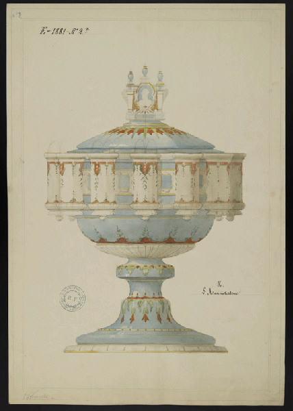Elément de service en porcelaine pour fumeur, Horace Désiré Bieuville, 1881