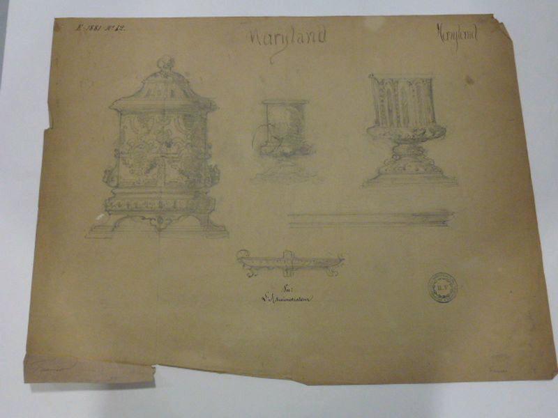 Eléments de service en porcelaine pour fumeur, Fournier, 1881