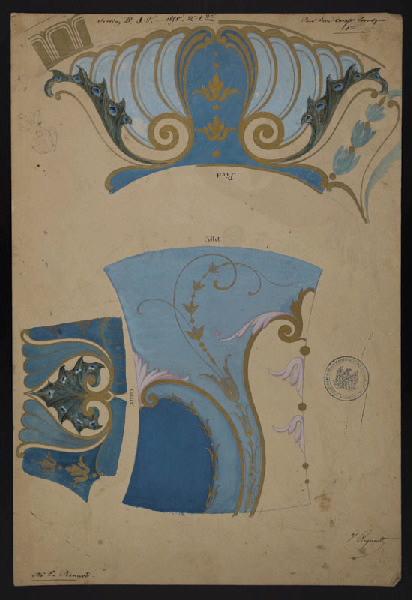 Eléments décoratifs [Vase carafe étrusque], Émile Renard, 1858