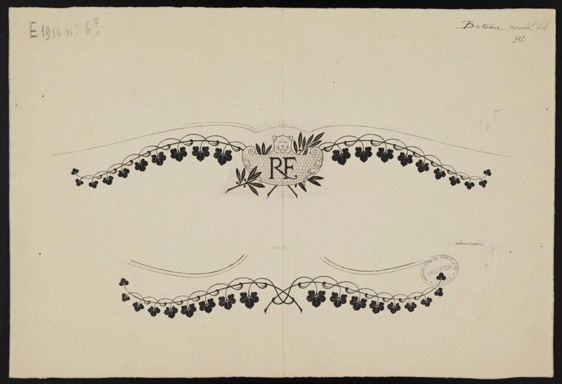 Eléments décoratifs [Bateau du service Cymbalaire], Jeanne Leroux, 1896