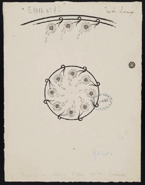 Elément décoratif [Assiette du service Cymbalaire], Jeanne Leroux, 1896