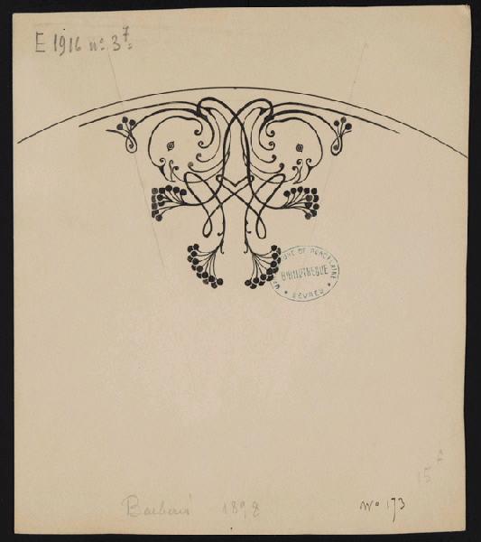 Elément décoratif [Marli d'assiette], Henri Barberis, 1897
