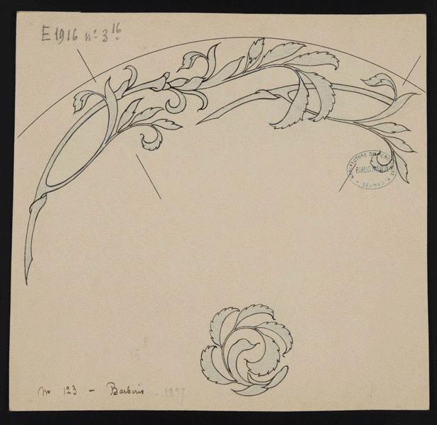 Elément décoratif [Marli d'assiette], Henri Barberis, 1897