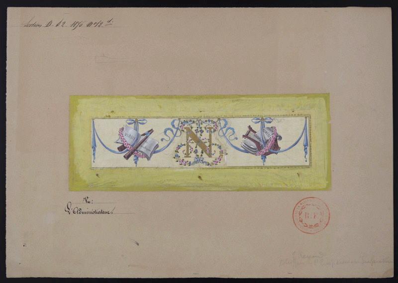 Elément décoratif [Chiffres de l'Empereur et de l'Impératrice], Émile Renard, 3e quart 19e siècle
