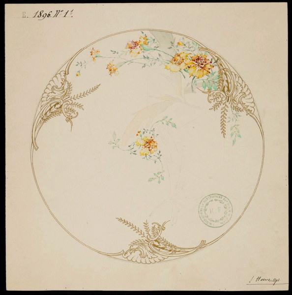 Eléments décoratifs [Assiette], Jules Auguste Habert-Dys, 4e quart 19e siècle