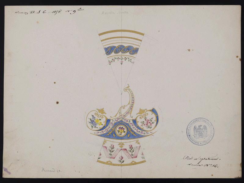 Eléments décoratifs [Assiette montée], Émile Renard, 1858