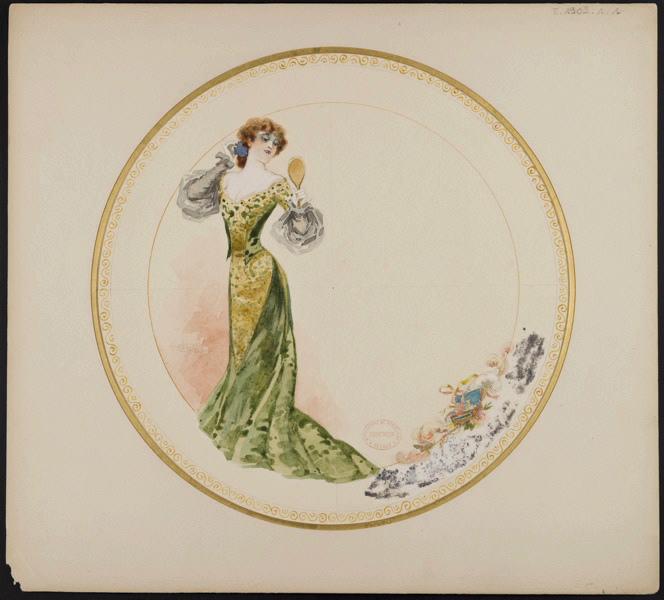 Assiette à dessert [Service Diane] ; Les Parisiennes, Albert Guillaume, 1er quart 20e siècle