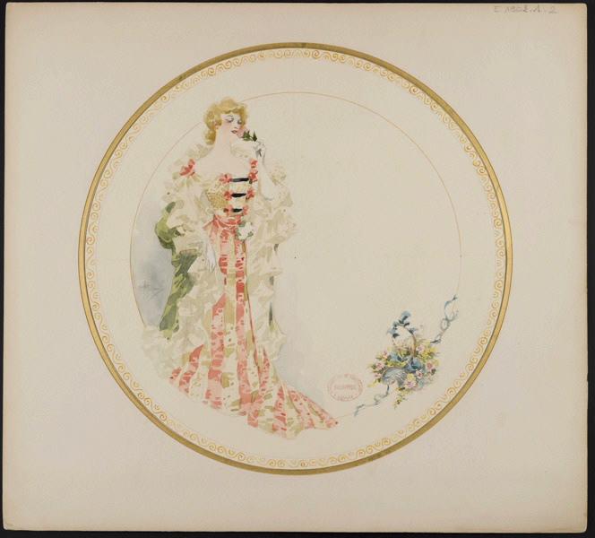 Assiette à dessert [Service Diane] ; Les Parisiennes, Albert Guillaume, 1er quart 20e siècle