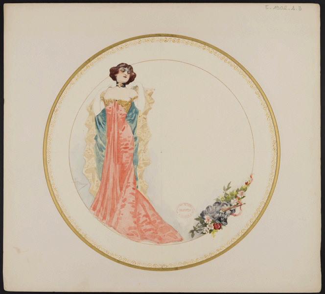 Assiette à dessert [Service Diane] ; Les Parisiennes, Albert Guillaume, 1er quart 20e siècle