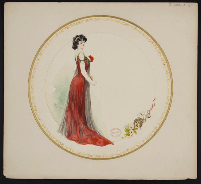 Assiette à dessert [Service Diane] ; Les Parisiennes, Albert Guillaume, 1er quart 20e siècle
