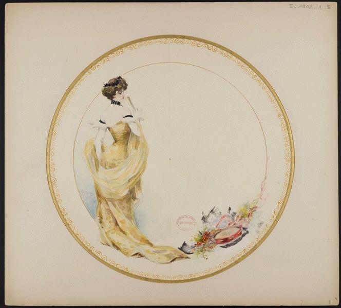 Assiette à dessert [Service Diane] ; Les Parisiennes, Albert Guillaume, 1er quart 20e siècle