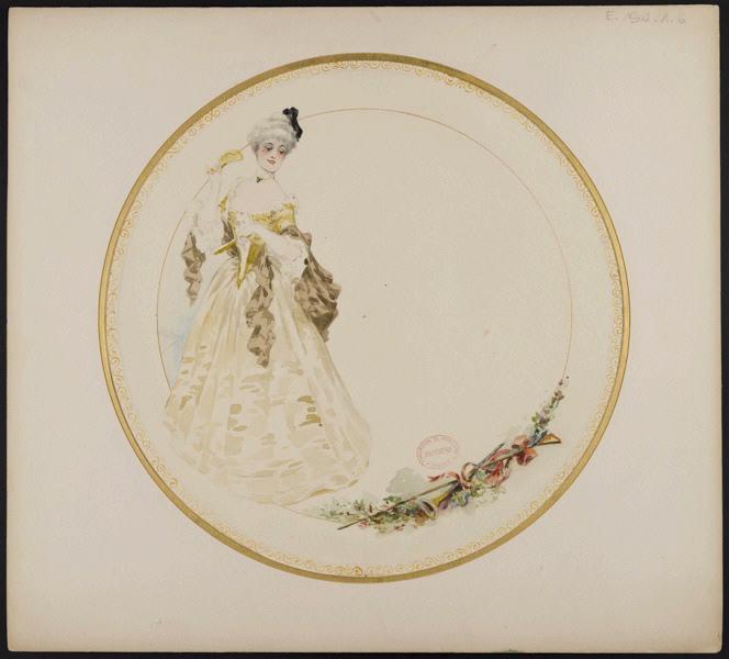 Assiette à dessert [Service Diane] ; Les Parisiennes, Albert Guillaume, 1er quart 20e siècle